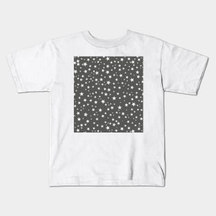 Night and stars pattern with grey background Kids T-Shirt